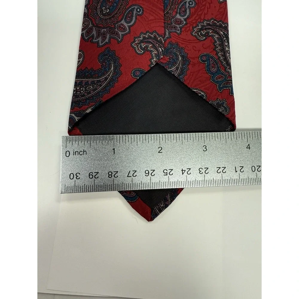 AIW Tie Red Paisley 100% Silk 59.5x3.75